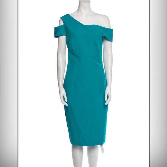 Ted Baker Yandal Asymmetric Bodycon Knee Length Dress Teal Green color size 1 - Picture 8 of 12